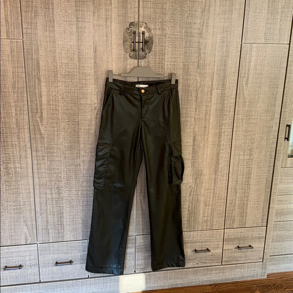 Zara Faux Leather Cargo‎ Pants